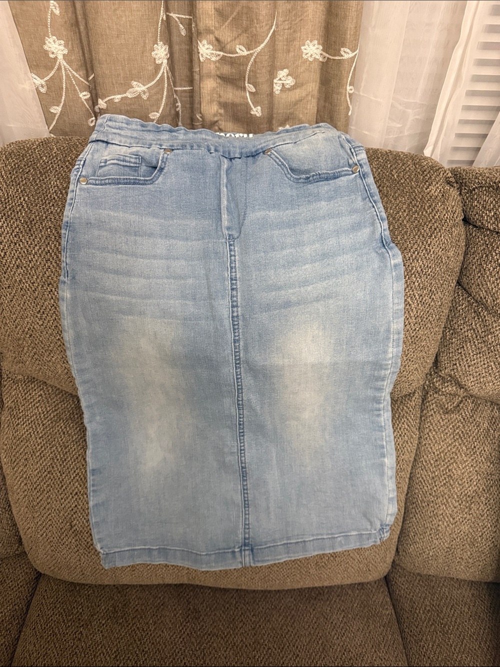 Light Blue Denim Pencil Skirt